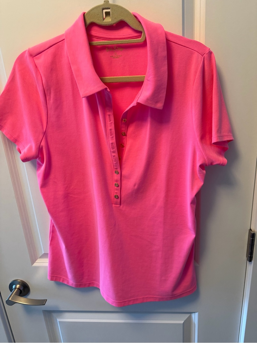 Lilly Pulitzer Short-Sleeve Polo in Vibrant Pink